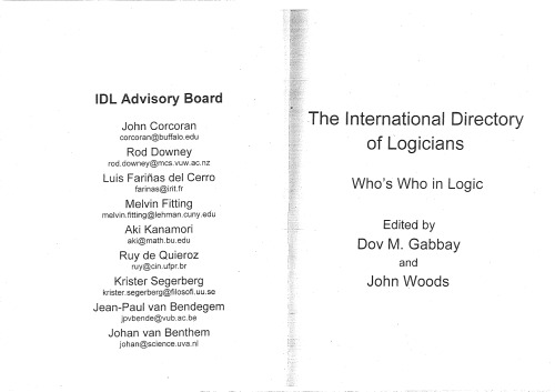 The International Directory Of Logicians Whos Who In Logic Dov M Gabbay