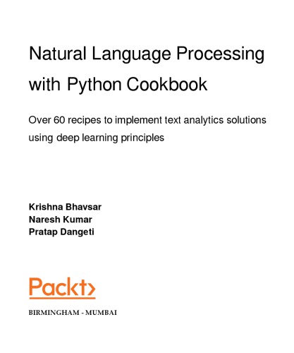 Natural Language Processing With Python Cookbook Krishna Bhavsar