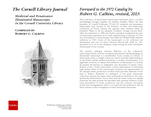 The Cornell Library Journal Medieval And Renaissance Illuminated Manuscripts In The Cornell University Library Robert G Calkins