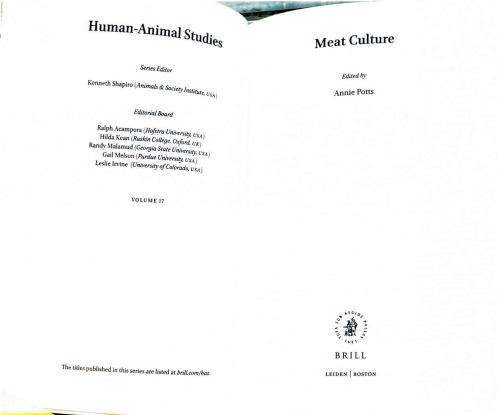 Meat Culture 1st Edition Annie Potts Ed