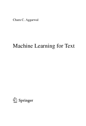 Machine Learning For Text Charu C Aggarwal