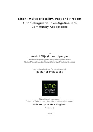 Sindh Multiscriptality Past And Present A Sociolinguistic Investigation Into Community Acceptance Arvind Vijaykumar Iyengar