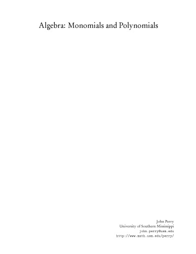 Algebra Monomials And Polynomials Lecture Notes Perry J