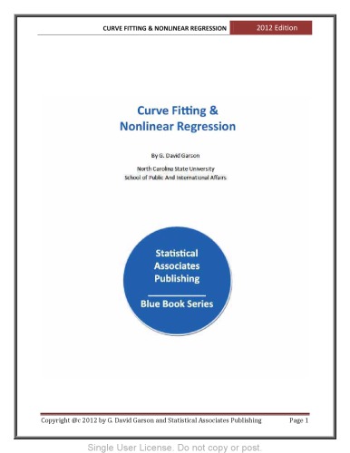Curve Fitting Nonlinear Regression G David Garson