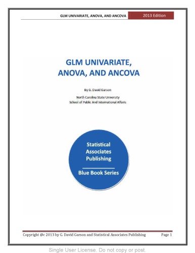 Glm Univariate Anova And Ancova G David Garson