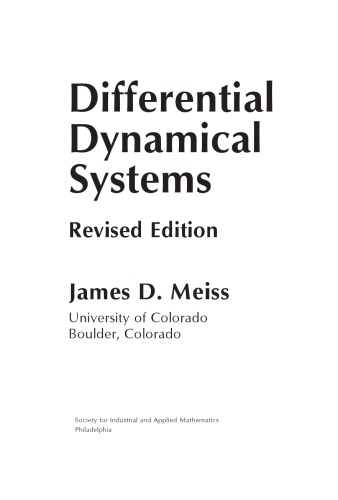 Differential Dynamical Systems Revised James D Meiss