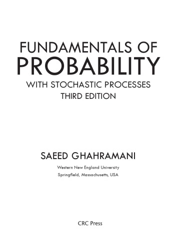 Fundamentals Of Probability With Stochastic Processes 3rd Saeed Ghahramani