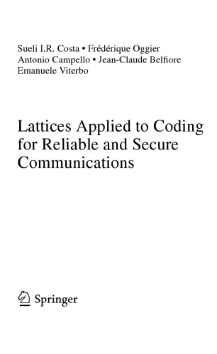 Lattices Applied To Coding For Reliable And Secure Communications Sueli Ir Costa Et Al