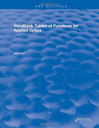 Handbook Tables Of Functions For Applied Optics Levi L