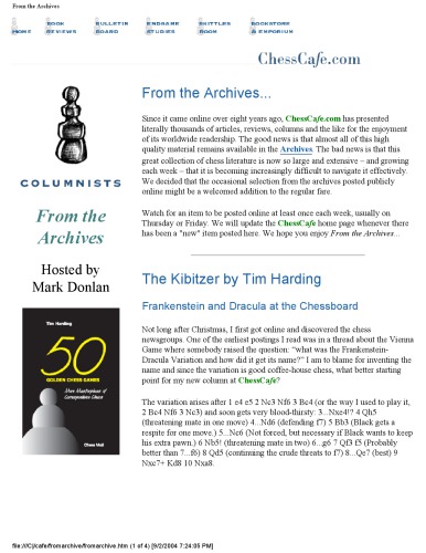 Chess Cafethe Kibitzer 1223 Tim Harding