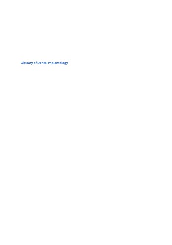 Glossary Of Dental Implantology Khalid Almas Fawad Javed Steph Smith