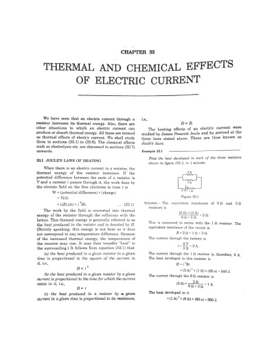 Hcv Chapter 33 Thermal And Chemical Effect Of Electric Current Concepts Of Physics H C Verma Iit Jee Part 2 Various Engineering Entrance Exams Hcv H C Verma Harishchandra Verma