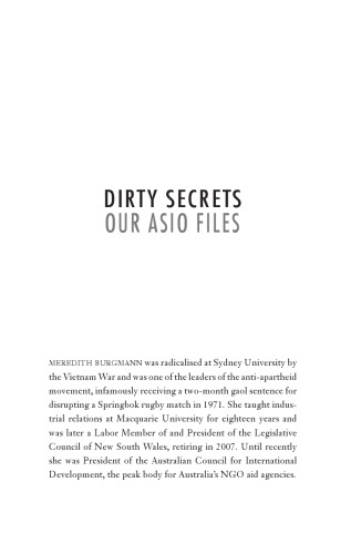 Dirty Secrets Our Asio Files Meredith Burgmann Ed