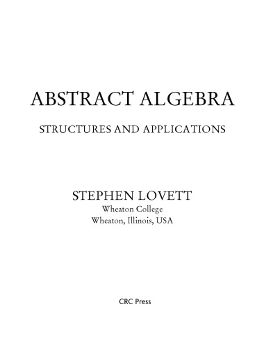 Abstract Algebra Structures And Applications Stephen Lovett