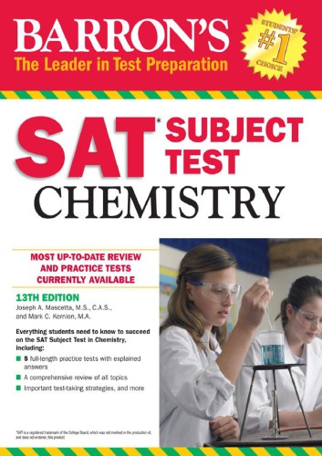 Barrons Sat Subject Test Chemistry 13th Joseph A Mascetta