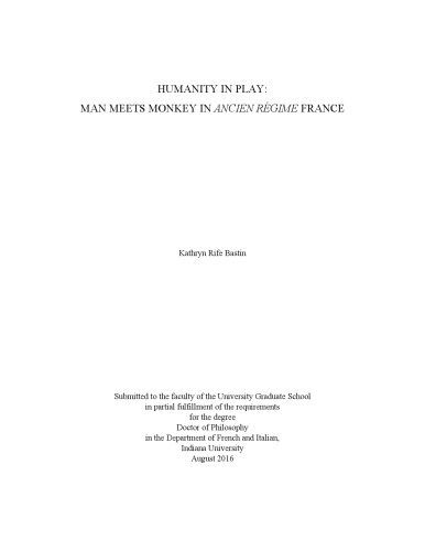 Humanity In Play Man Meets Monkey In Ancien Rgime France Kathryn Rife Bastin