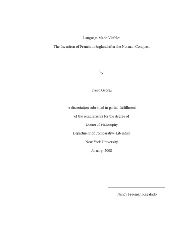 Language Made Visible The Invention Of French In England After The Norman Conquest David Georgi