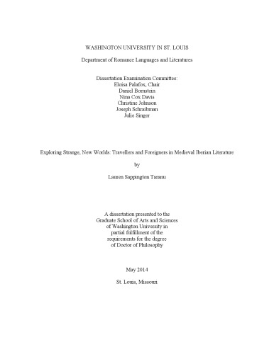 Exploring Strange New Worlds Travellers And Foreigners In Medieval Iberian Literature Lauren Sappington Taranu
