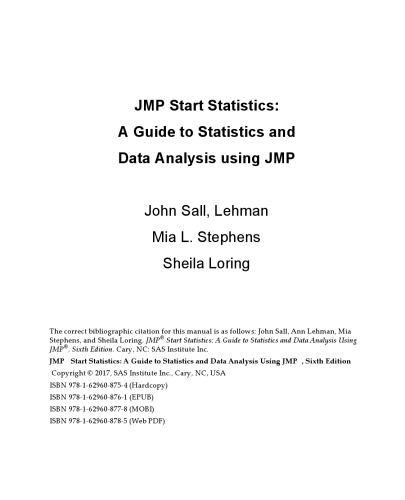 Jmp Start Statistics A Guide To Statistics And Data Analysis Using Jmp 6th John Sall Et Al