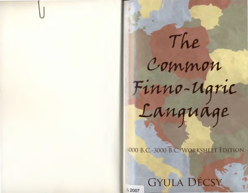 The Common Finnougric Language Gyula Decsy