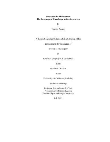 Boccaccio The Philosopher The Language Of Knowledge In The Decameron Filippo Andrei