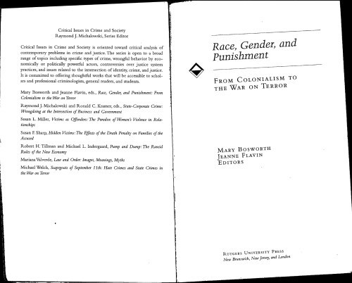 Race Gender And Punishment From Colonialism To The War On Terror Mary Bosworth