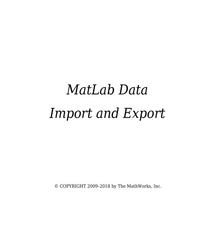 Matlab Data Import And Export R2018a Matworks