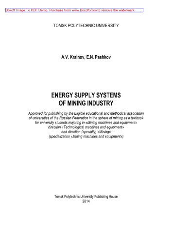 Energy Supply Systems Of Mining Industry Textbook Krainov Av