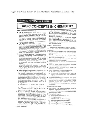 Toppers Notes Physical Chemistry Csv Competition Science Vision 872 Extra Special Issue 2009 Collection