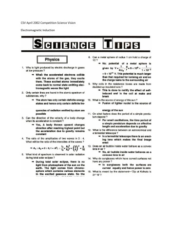 Csv April 2002 Electromagnetic Induction Competition Science Vision Collection