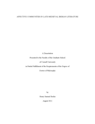 Affective Communities In Latemedieval Iberian Literature Henry Samuel Berlin
