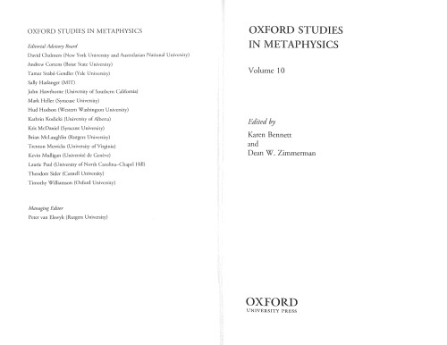 Oxford Studies In Metaphysics Bennett Karen Zimmerman Dean W