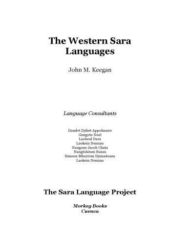 The Western Sara Languages John M Keegan
