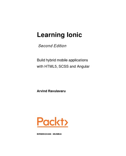 Learning Ionic 2nd Edition Arvind Ravulavaru