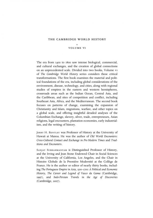 The Cambridge World History Volume 6 The Construction Of A Global World 14001800 Ce Part 1 Foundations Jerry H Bentley
