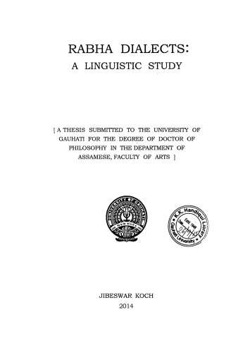 Rabha Dialects A Linguistic Study Jibeswar Koch