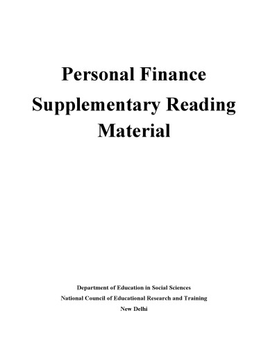 Personal Finance Supplementary Reading Material Department Of Education In Social Sciences