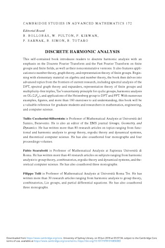 Discrete Harmonic Analysis Representations Number Theory Expanders And The Fourier Transform Tullio Ceccherinisilberstein
