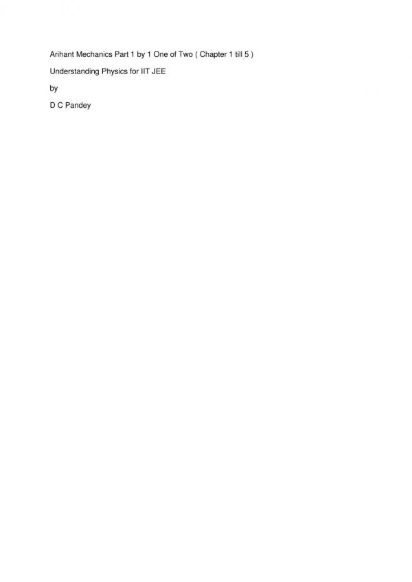 Understanding Physics Mechanics Part 1 Chapters 15 Dc Pandey