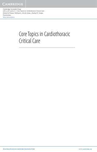 Core Topics In Cardiothoracic Critical Care 2nd Edition Kamen Valchanov