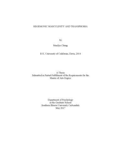 Hegemonic Masculinity And Transphobia Marilyn Chung