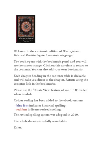 Warraparna Kaurna Reclaiming An Australian Language Amery
