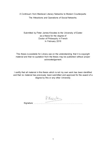 A Continuum From Medieval Literary Networks To Modern Counterparts The Attractions And Operations Of Social Networks Peter James Knowles