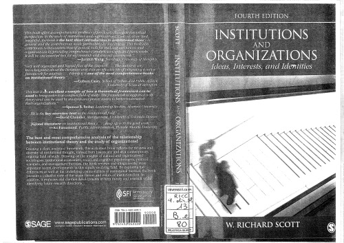 Institutions And Organizations Ideas Interests And Identities 4th Edition William Richard Dick Scott