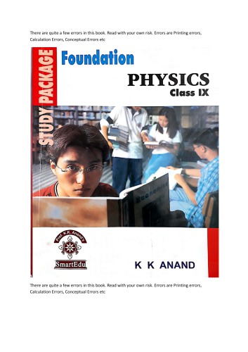 Foundation Physics For Class Ix Part 1 For Iit Jee Standard 9 K K Anand