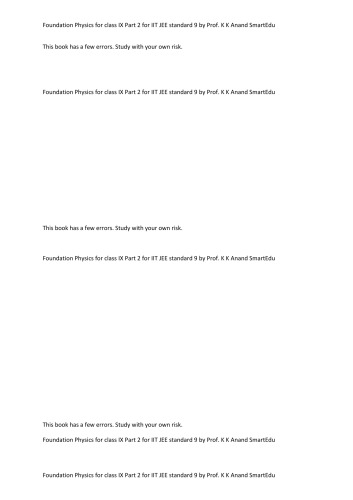 Foundation Physics For Class Ix Part 2 For Iit Jee Standard 9 K K Anand