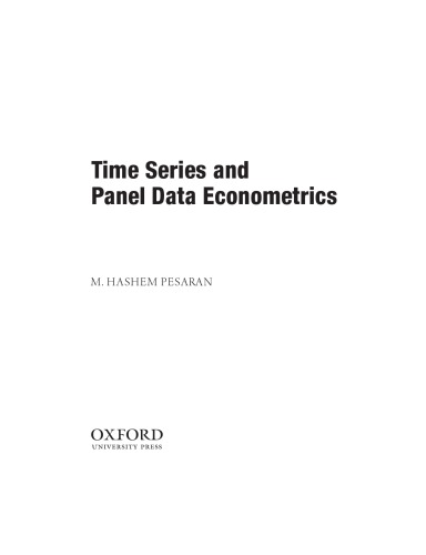 Time Series And Panel Data Econometrics M Hashem Pesaran