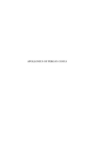 Apollonius Of Pergas Conica Text Context Subtext 1st Edition Michael Fried