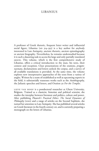 Libanius A Critical Introduction Van Hoof Lieve