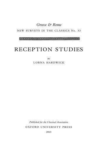 Reception Studies Hardwick Lorna